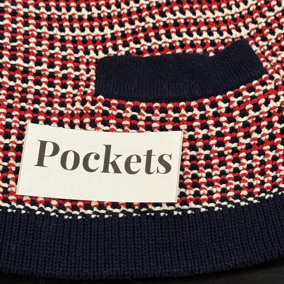 Talbots Red White Blue Button Front Cardigan Sweater Chunky Knit Womens size 1X - Picture 7 of 9